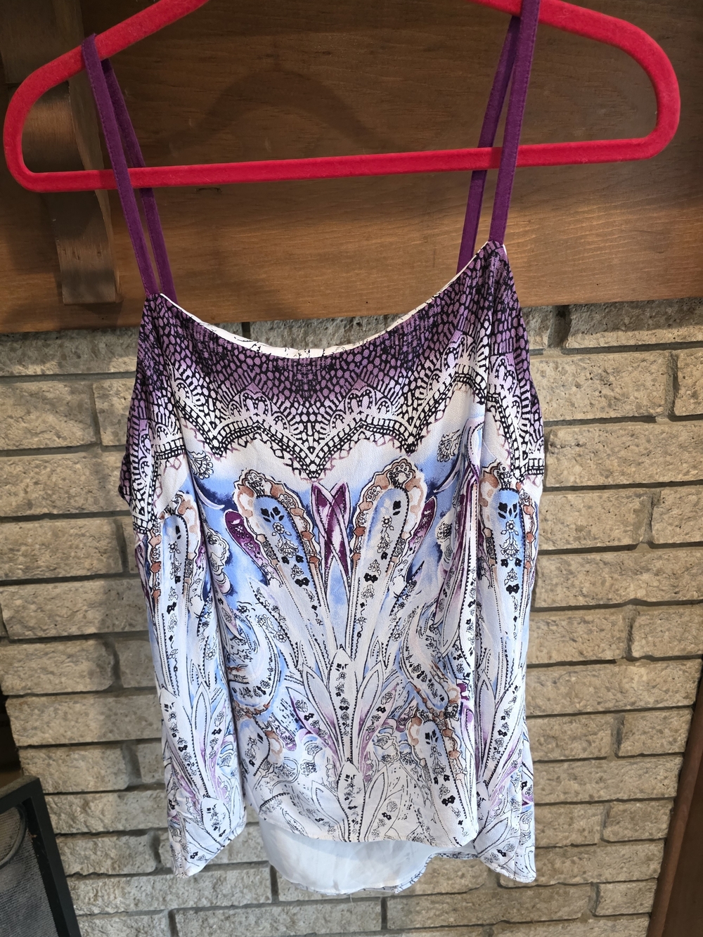 White House Black Market Purple and Blue Paisley Print Spaghetti Strap Tank